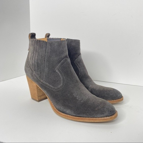 Dolce Vita Jones Cowboy Boots Ankle Suede Heeled Western Bohemian - Picture 2 of 7